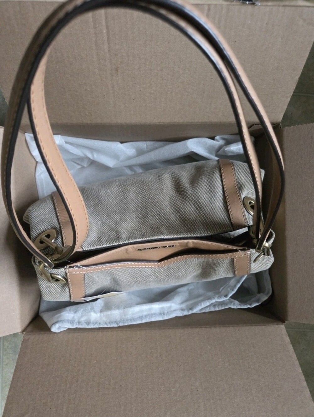 NWT MICHAEL KORS NATURAL COLORS LEATHER/TEXTILE LARGE POCKETS SHOULDER TOTE - Picture 6 of 15